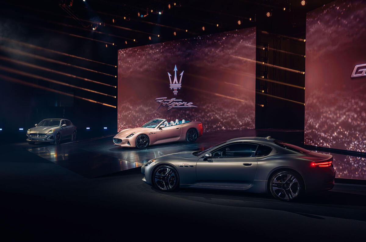 Maserati granturismo and grecale on stage at press conference