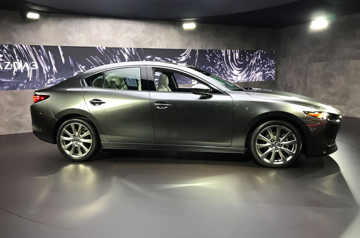 Mazda 3 2018 official reveal - LA show floor static saloon side