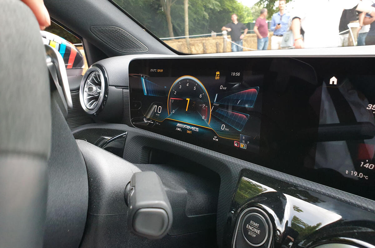 Mercedes-AMG A45 S drift mode dashboard