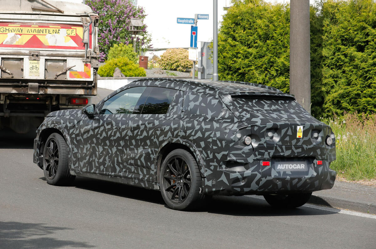 Mercedes AMG EV SUV camo rear quarter Mercedes AMG EV SUV camo rear quarter
