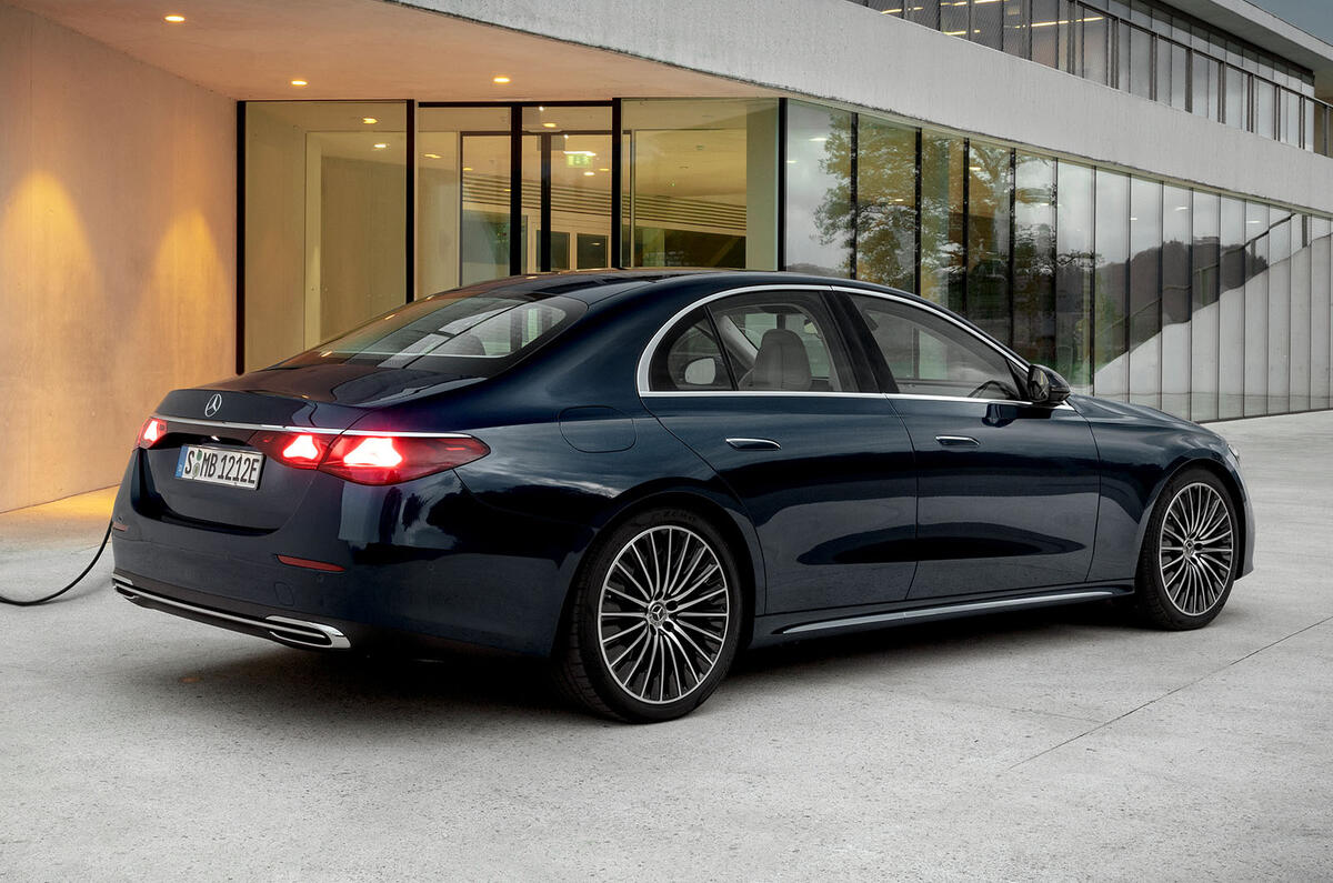 Mercedes Benz E Class rear three quarter charging Mercedes Benz E Class rear three quarter charging