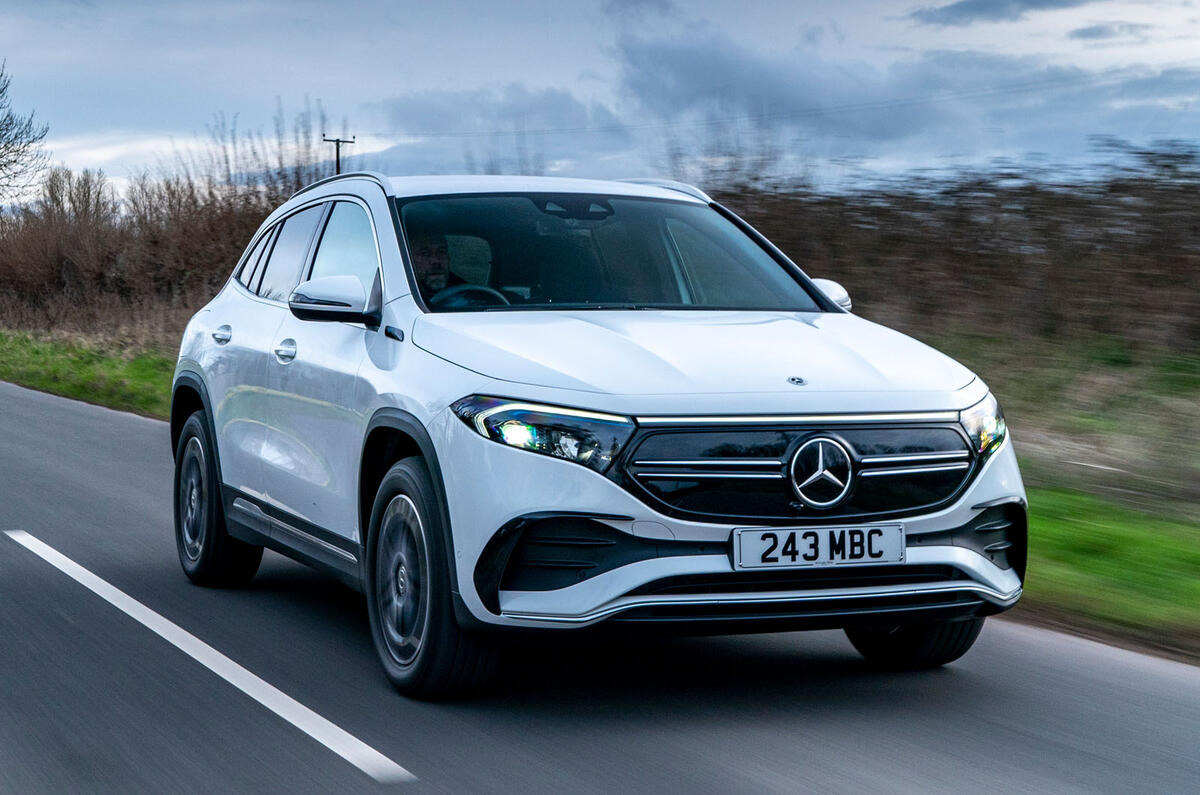 Mercedes Benz EQA 2022 front quarter tracking