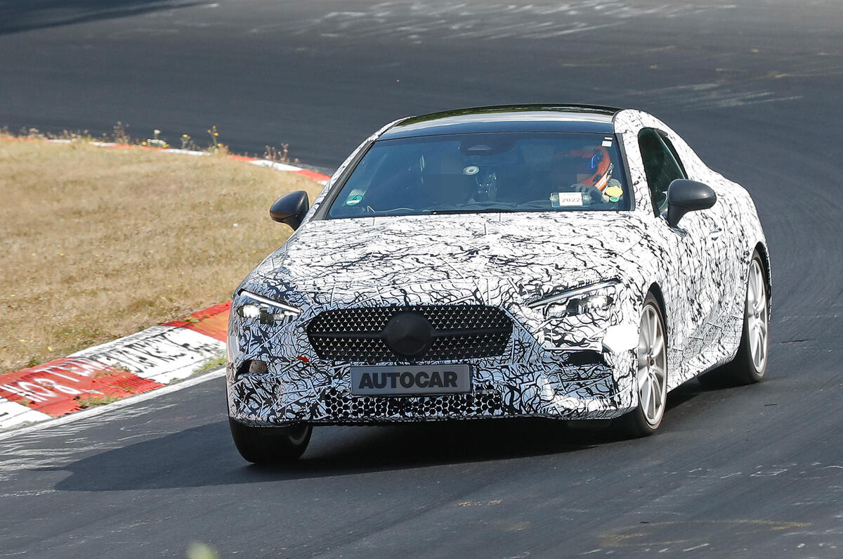 Mercedes CLE 2022 front quarter tracking track Mercedes CLE 2022 front quarter tracking track