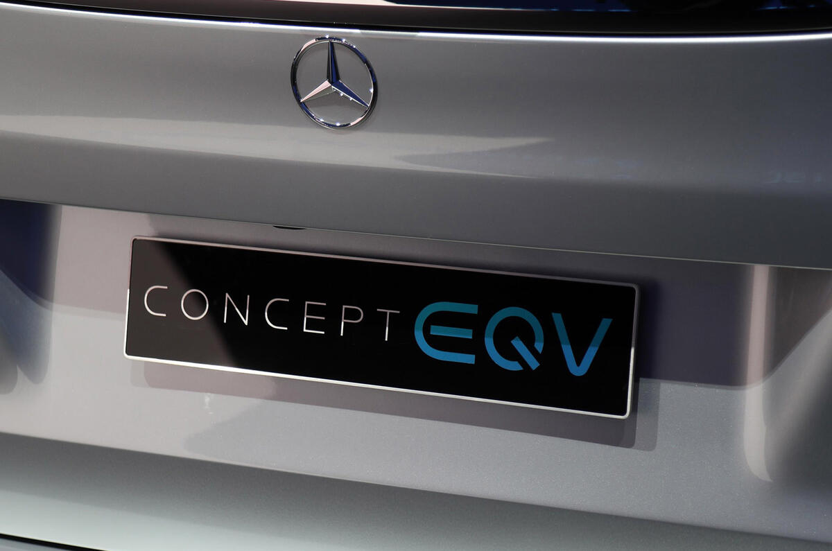 Mercedes Concept EQV Geneva stand - badge