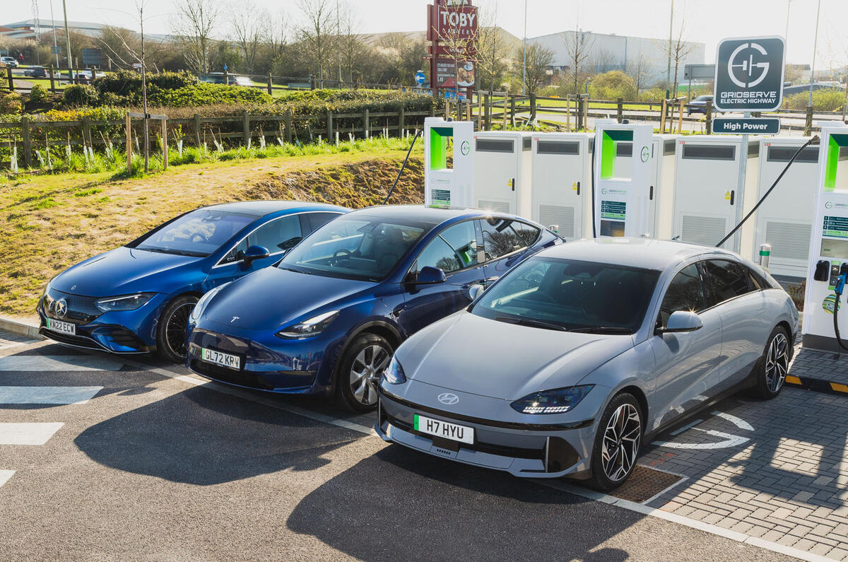 Mercedes EQE Tesla Model Y Hyundai Ioniq 6 charging