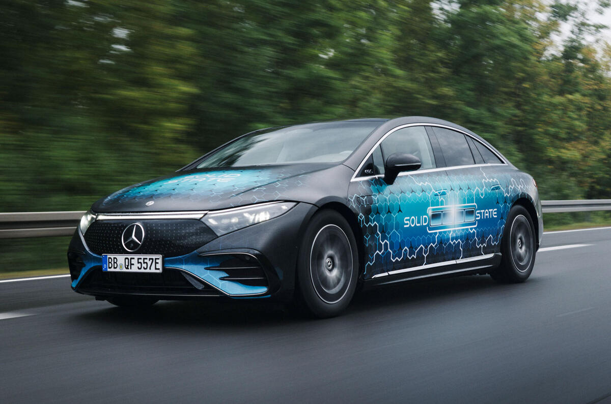 Mercedes EQS solid state front quarter tracking