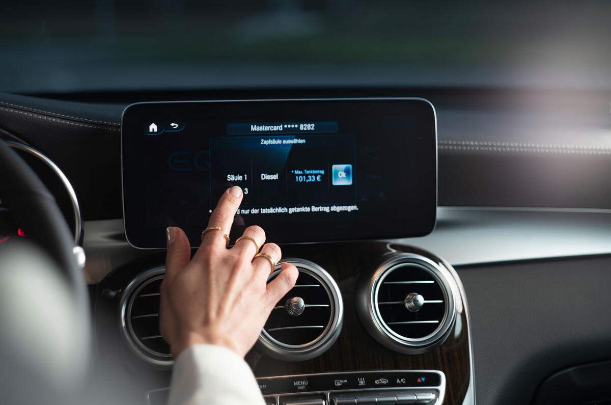 Mercedes Fuel and Pay touchscreen