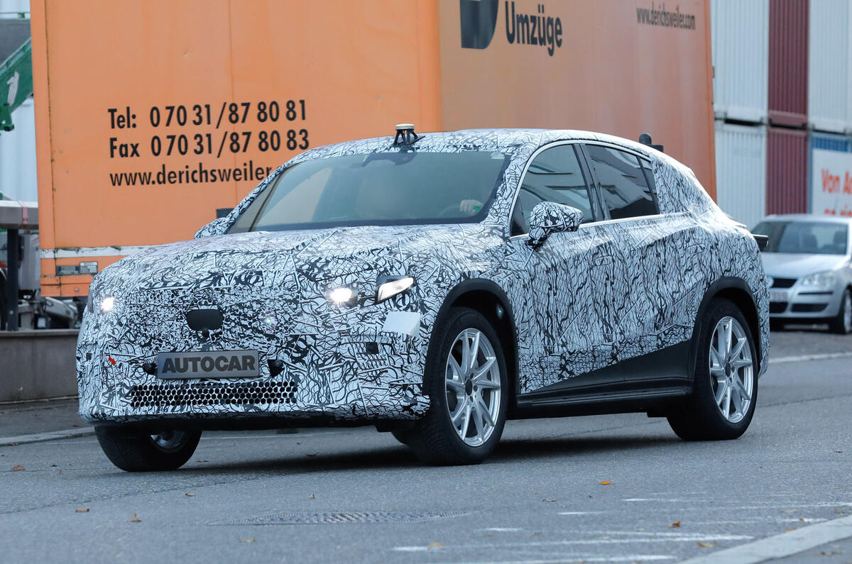 Mercedes GLC EV camo front quarter