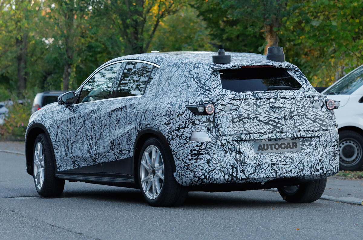 Mercedes GLC EV camo rear quarter