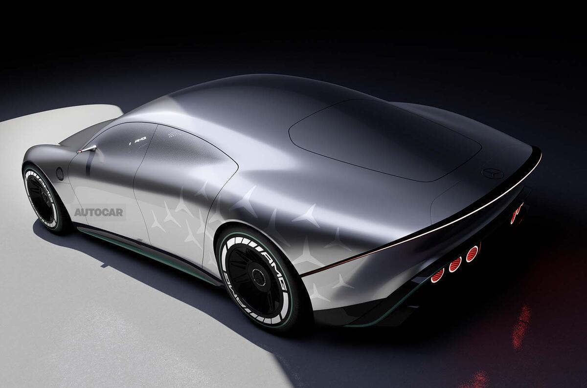 Mercedes AMG GT Four door EV concept rear three quarter Mercedes AMG GT Four door EV concept rear three quarter