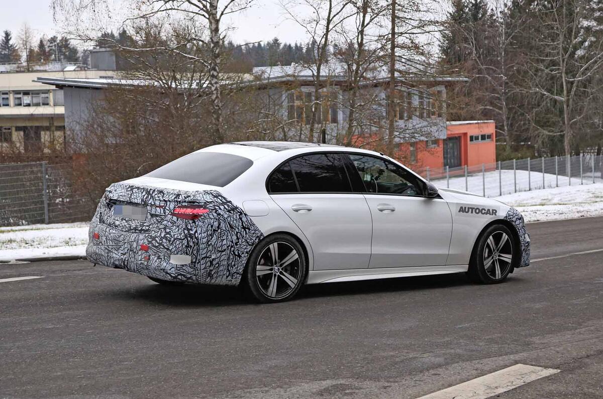 Mercedes C-Class prototype spies side rear Mercedes C-Class prototype spies side rear