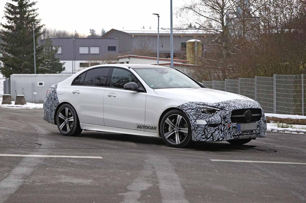 Mercedes C-Class prototype spies side front Mercedes C-Class prototype spies side front