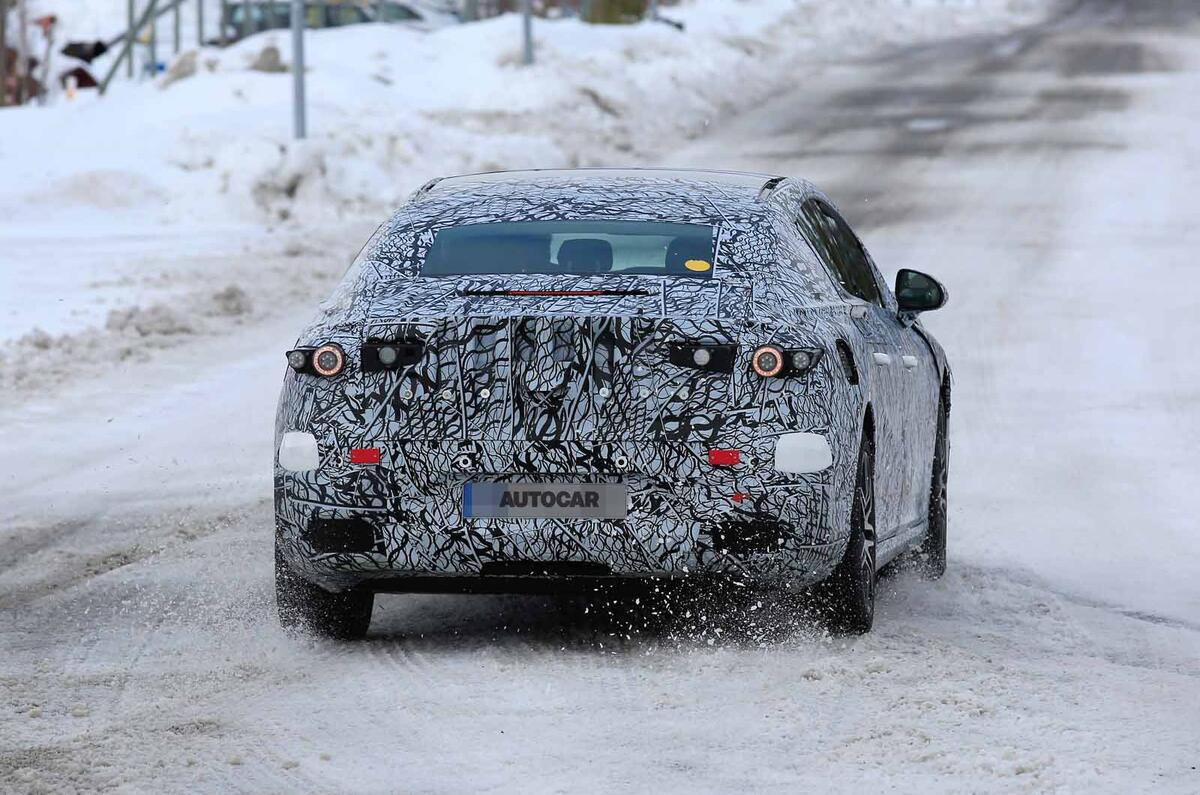 Mercedes EQ E spyshots rear dead Mercedes EQ E spyshots rear dead