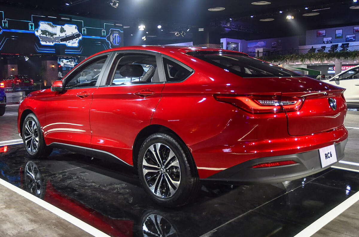 New Delhi Auto Expo 2020 - MG Motor R6 sedan rear New Delhi Auto Expo 2020 - MG Motor R6 sedan rear