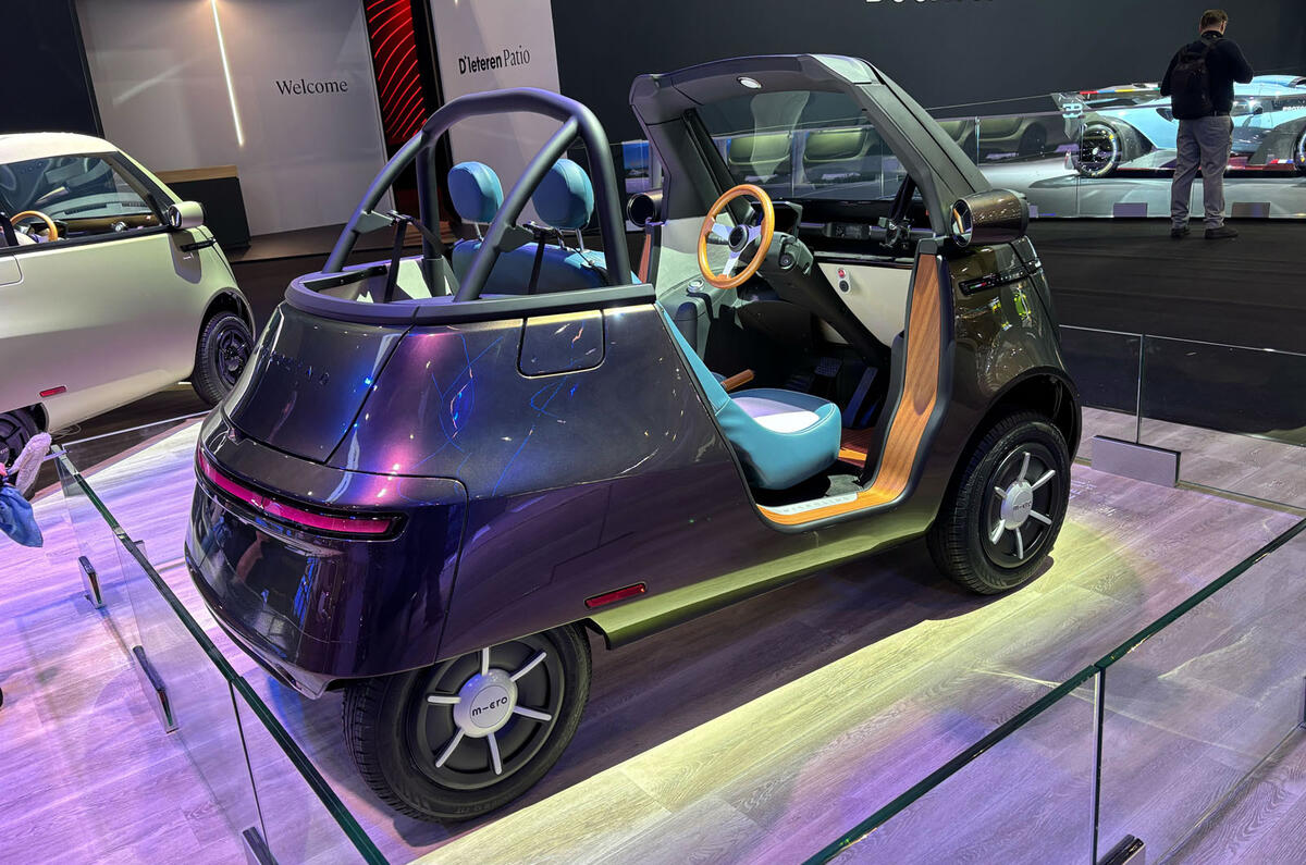 Microlino Spider Brussels motor show rear quarter Microlino Spider Brussels motor show rear quarter