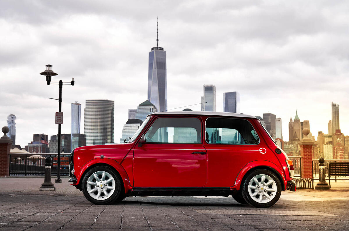 Classic Mini Electric revealed in New York to emphasise brand's EV plans