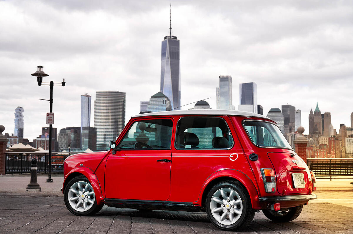 Classic Mini Electric revealed in New York to emphasise brand's EV plans
