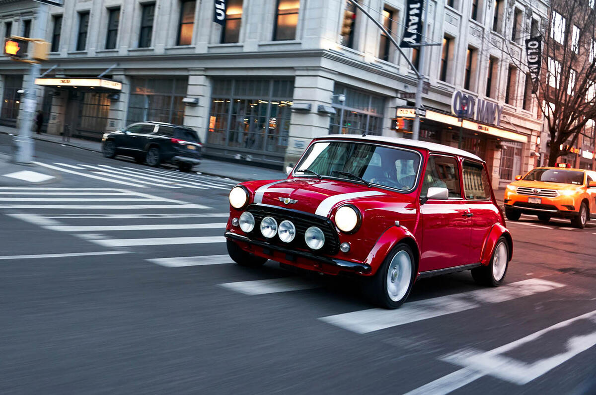 Classic Mini Electric revealed in New York to emphasise brand's EV plans
