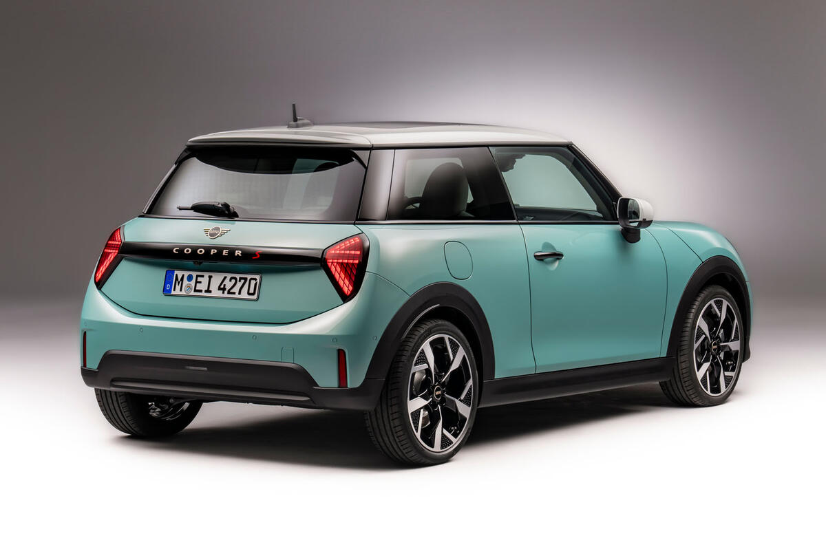 Mini Cooper petrol 2024 rear quarter Mini Cooper petrol 2024 rear quarter