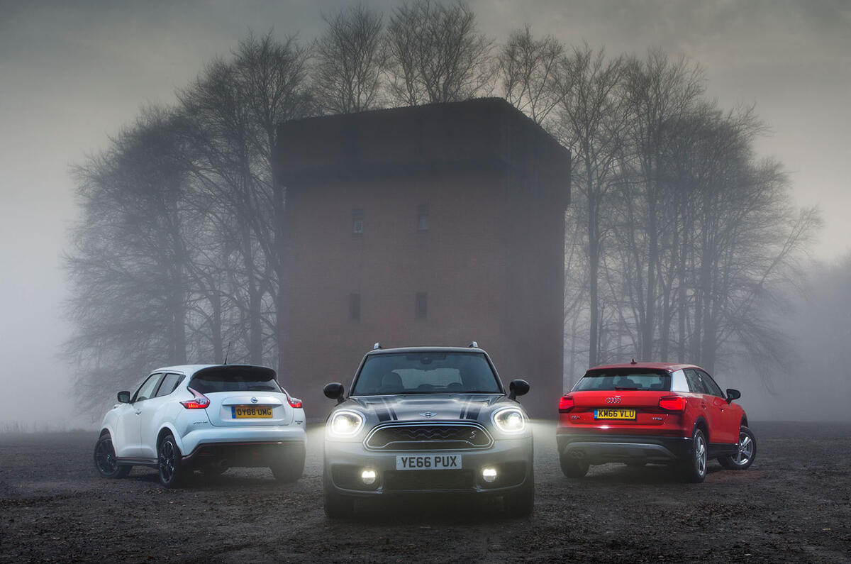 Mini Countryman Cooper S v Nissan Juke Nismo RS v Audi Q2 Sport - group test