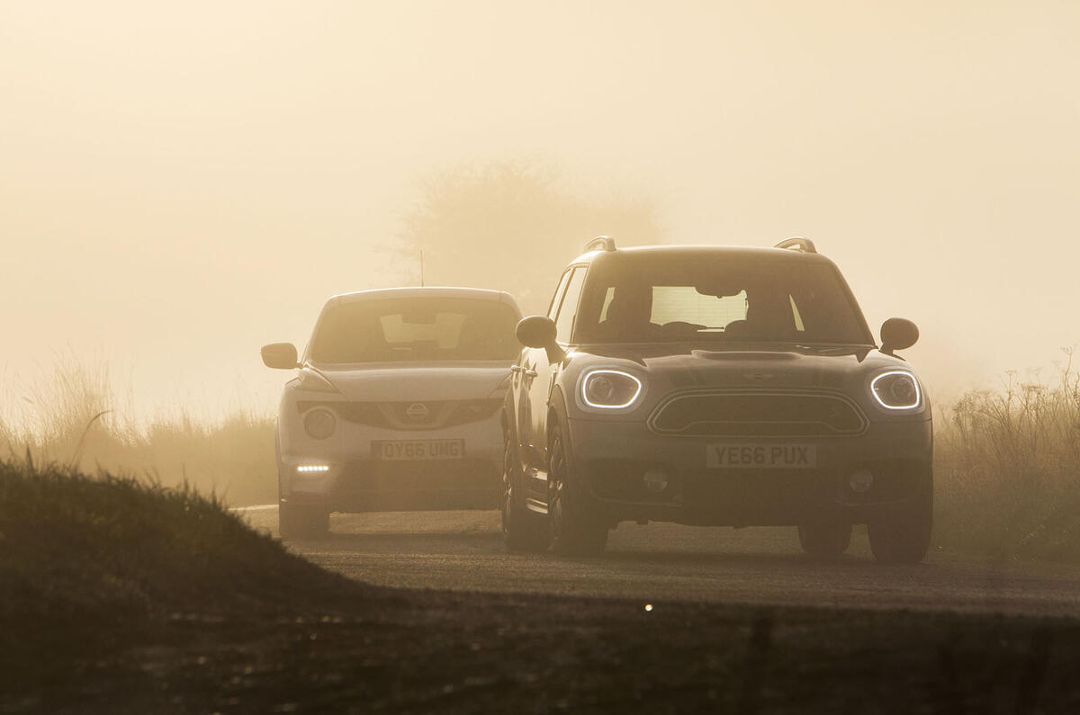 Mini Countryman Cooper S v Nissan Juke Nismo RS v Audi Q2 Sport - group test