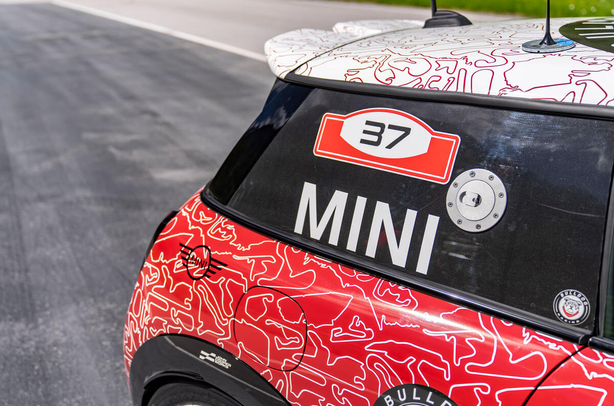 Mini John Cooper Works Bulldog Racing rear spoiler detail Mini John Cooper Works Bulldog Racing rear spoiler detail