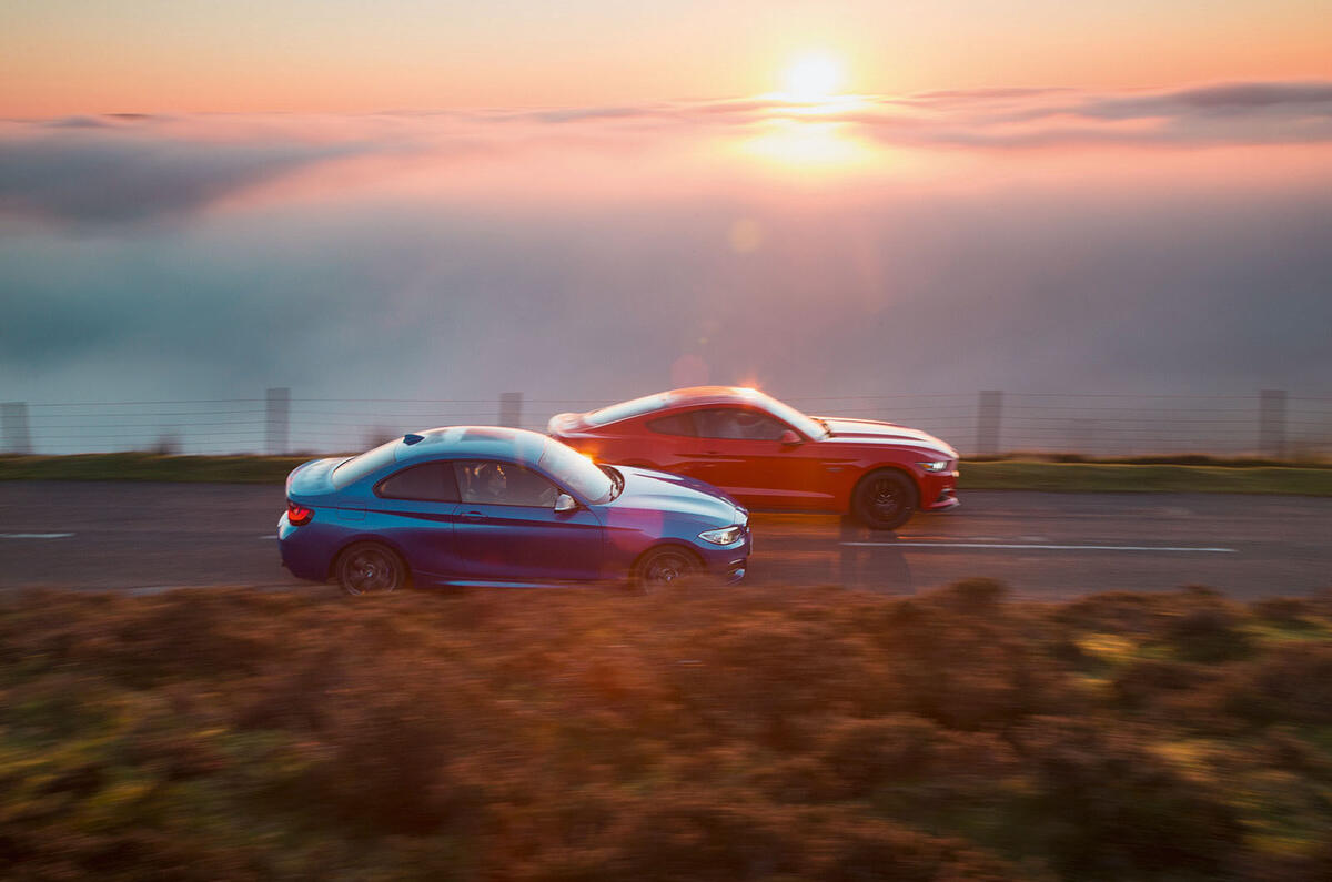 Ford Mustang and BMW M235i