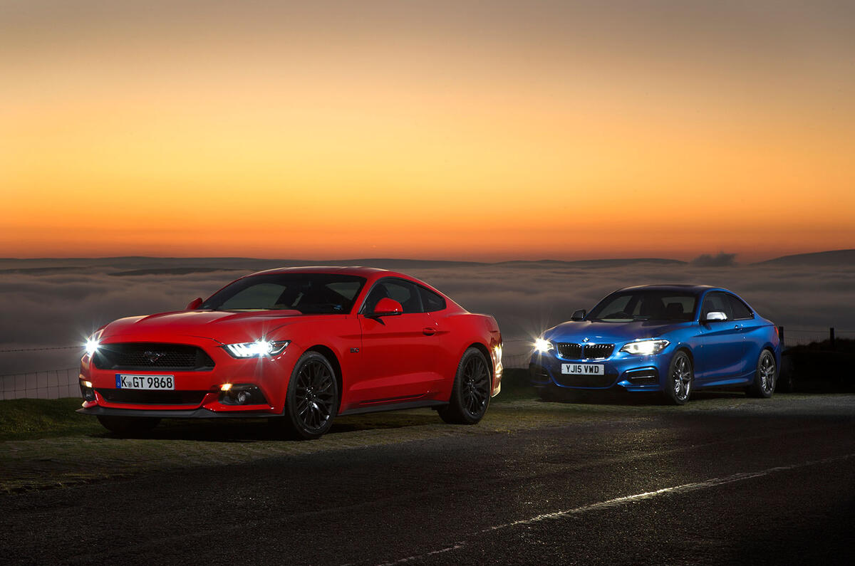 Ford Mustang and BMW M235i