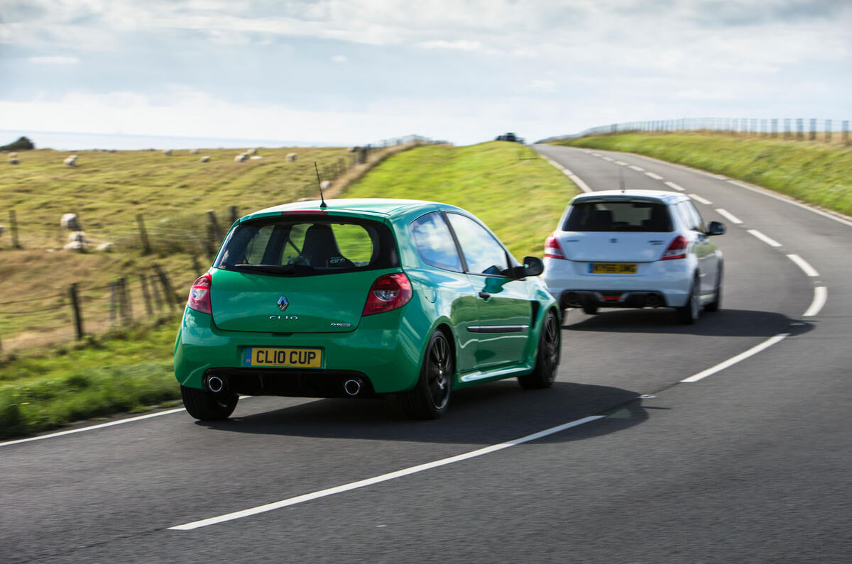 Suzuki Swift Sport vs Honda Civic Type R Mugen vs Renault Clio Cup 
