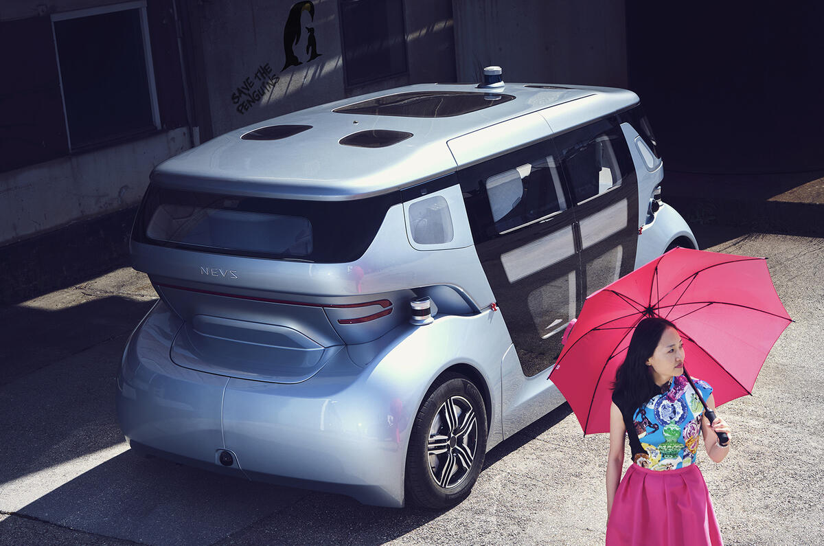 NEVS Sango self-driving shuttle - rear NEVS Sango self-driving shuttle - rear