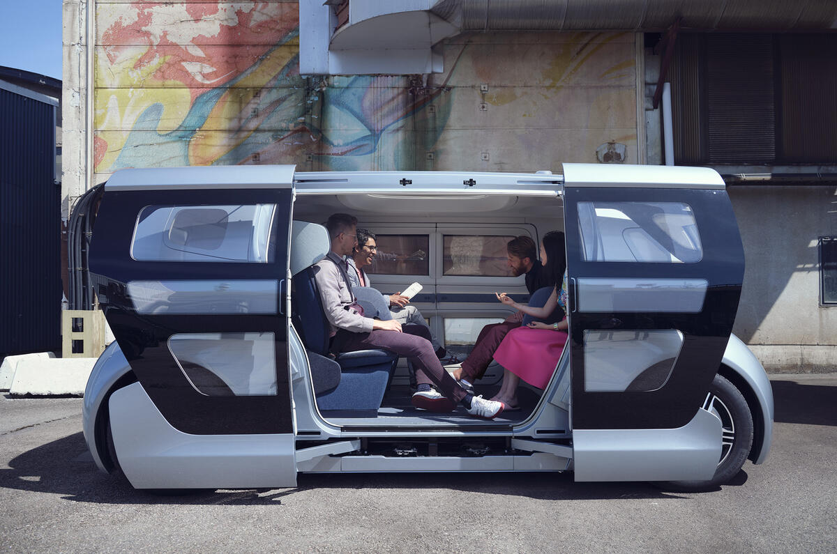 NEVS Sango self-driving shuttle - side NEVS Sango self-driving shuttle - side