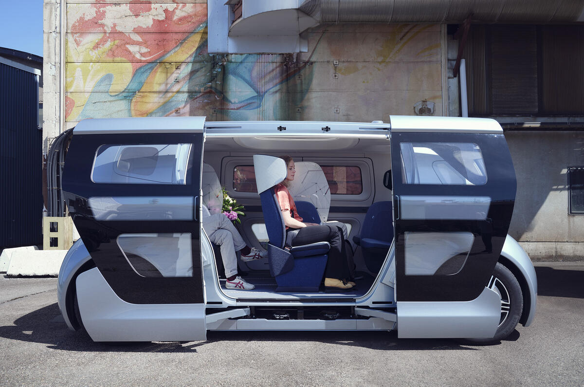 NEVS Sango self-driving shuttle - side NEVS Sango self-driving shuttle - side