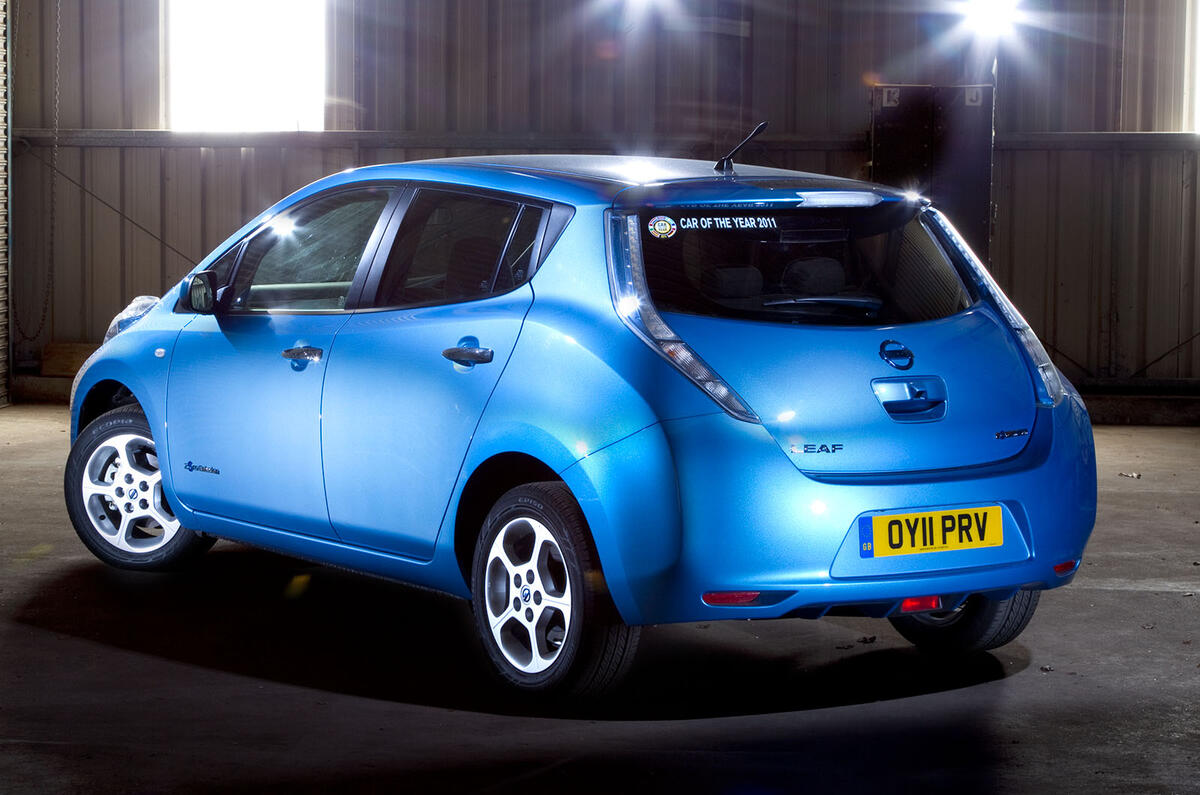 Nissan Leaf 2011 rear three quarter static Nissan Leaf 2011 rear three quarter static