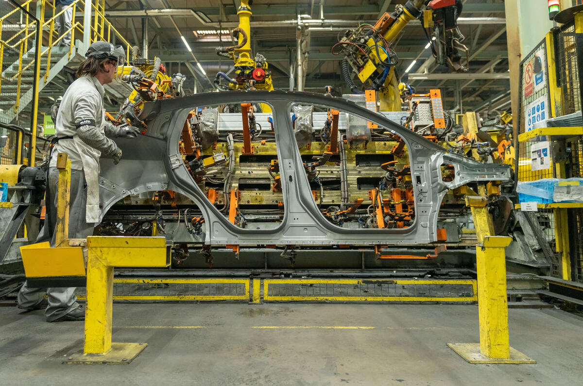 Nissan LEAF bodyside in the Nissan Body Shop