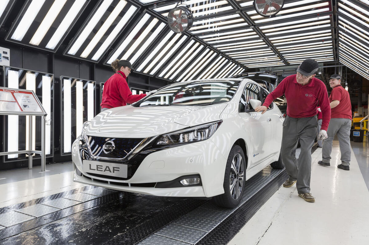 Nissan LEAF on the production line at the Nissan Sunderland plant