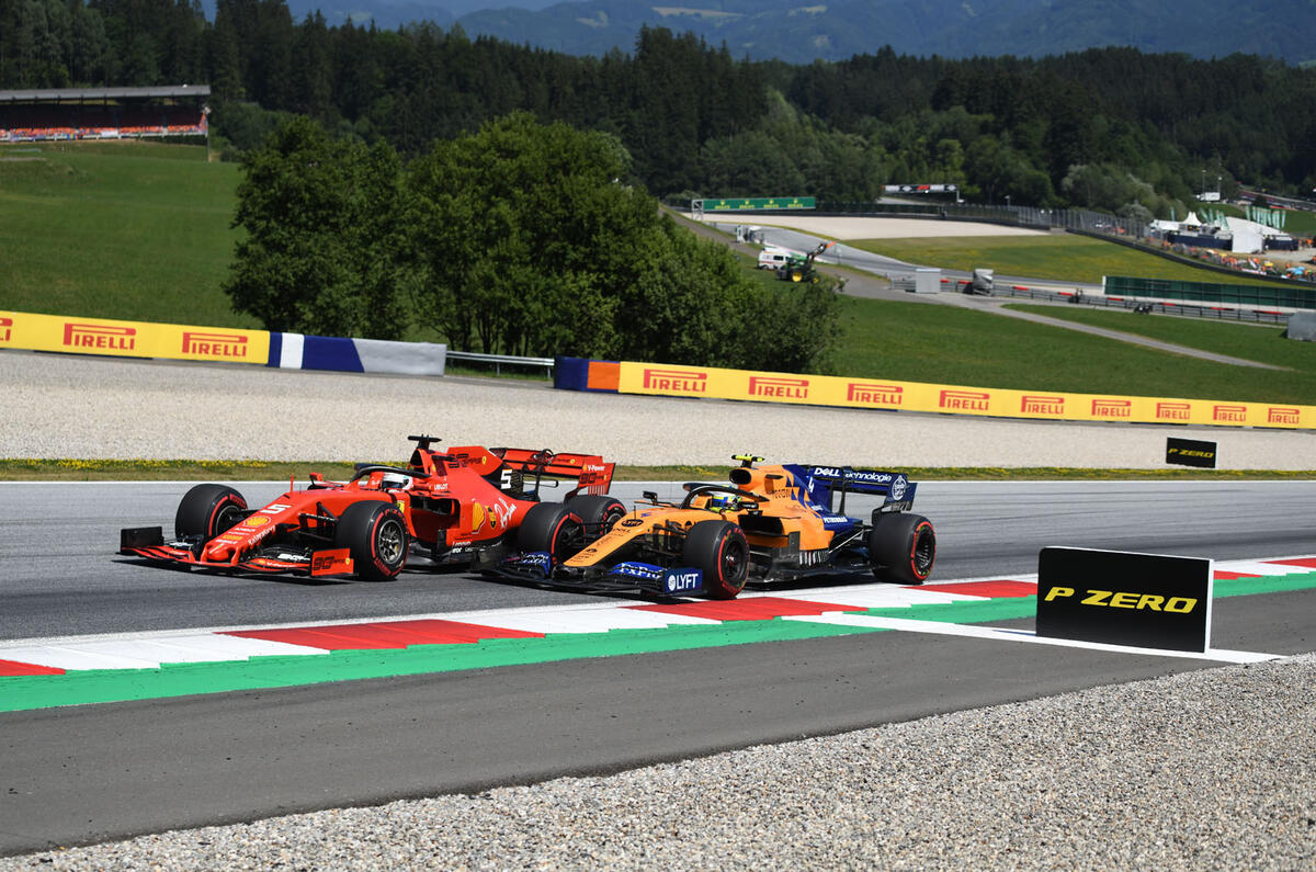 Norris and Vettel racing