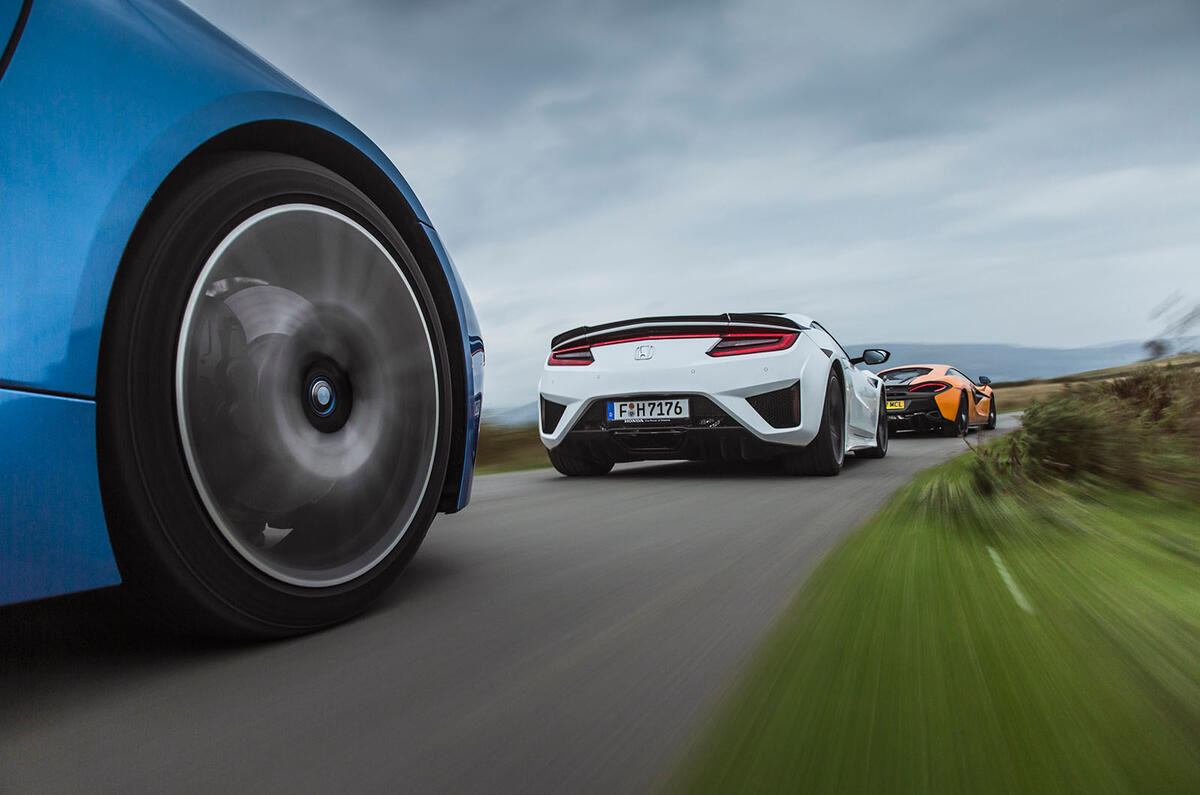 Honda NSX vs BMW i8 vs McLaren 570S: supercars compared