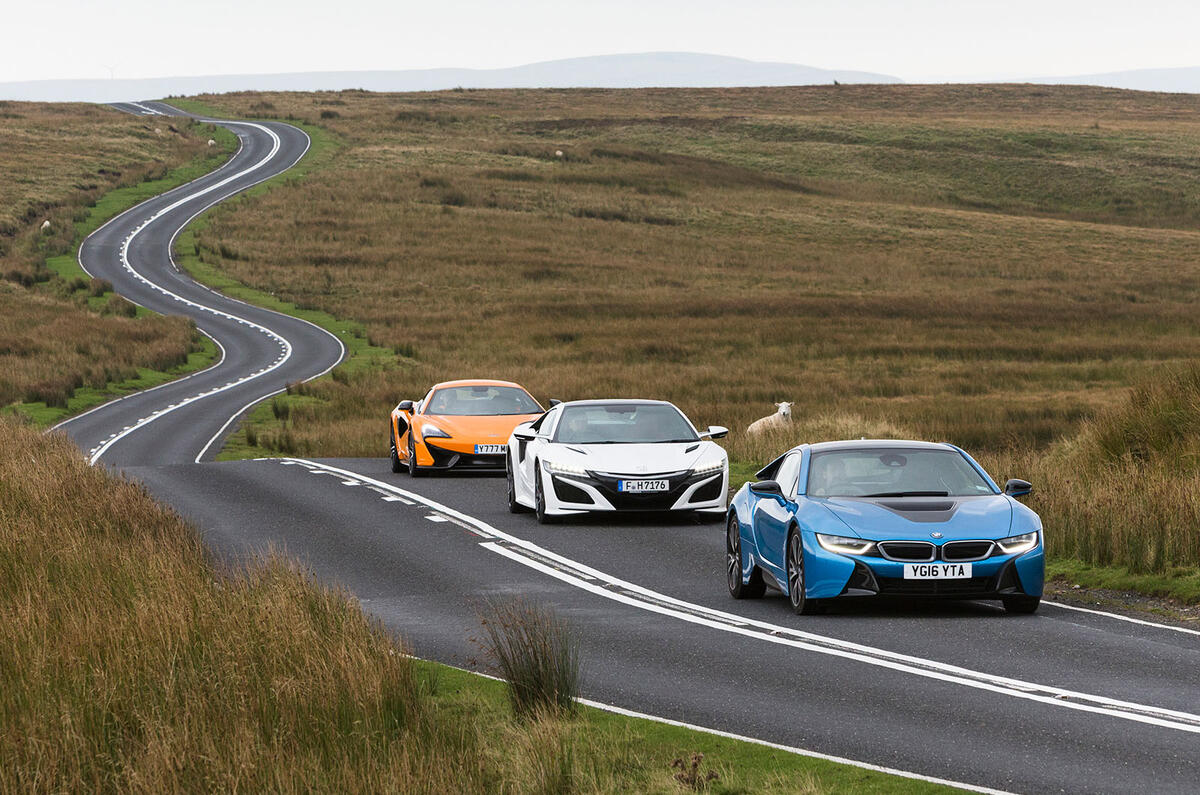Honda NSX vs BMW i8 vs McLaren 570S: supercars compared