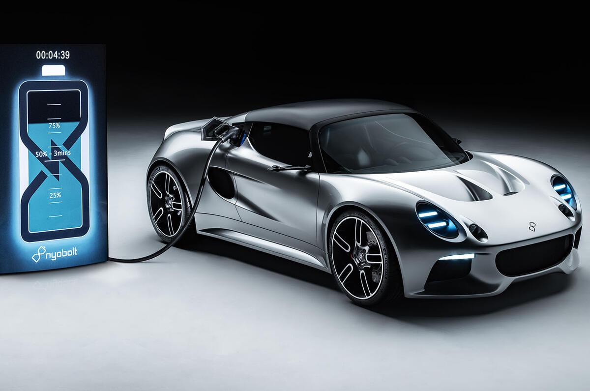 Nyobolt electric concept front three quarter charging Nyobolt electric concept front three quarter charging