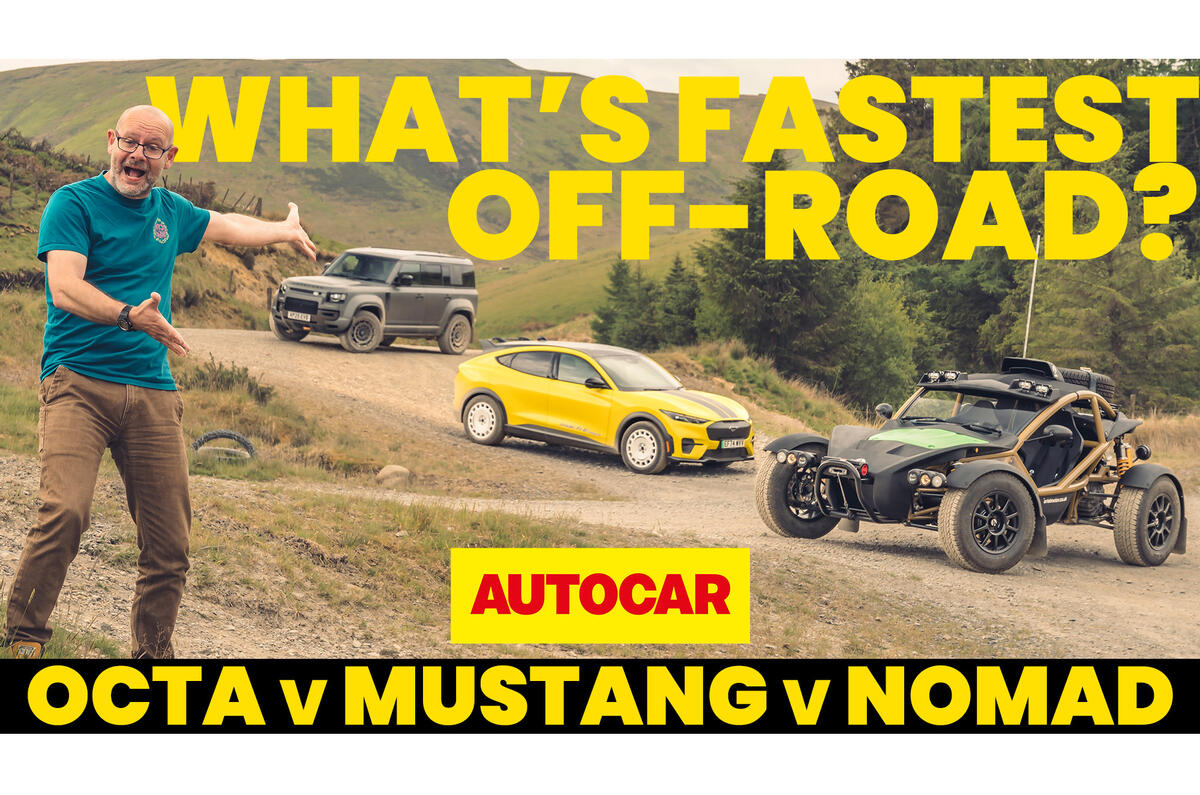 WATCH: Defender Octa v Ariel Nomad v Mustang Mach-E Rally - what's fastest off-road?