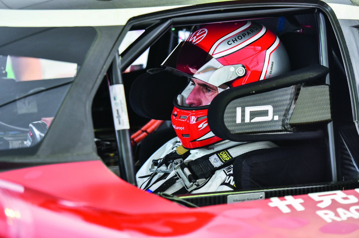 Romain Dumas on board Volkswagen ID R