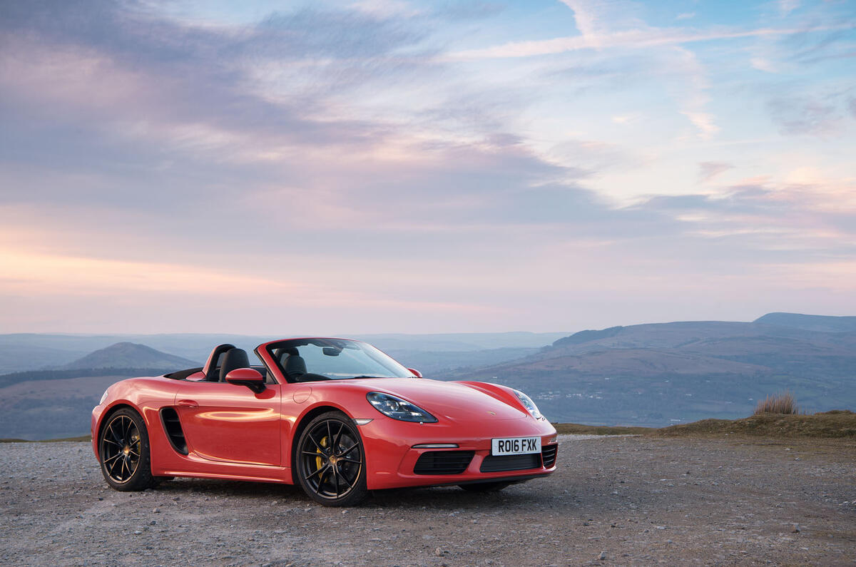 2018 Porsche Boxster roof down sunset