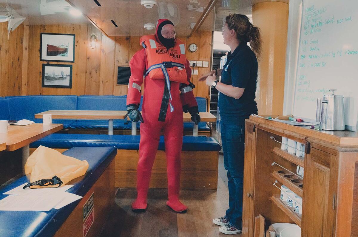 Pelican of London getting dressed