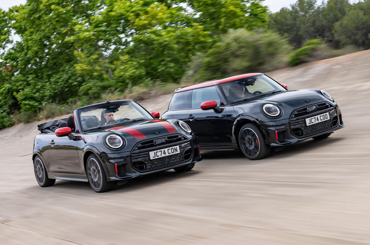 Petrol Mini John Cooper Works duo front quarter tracking