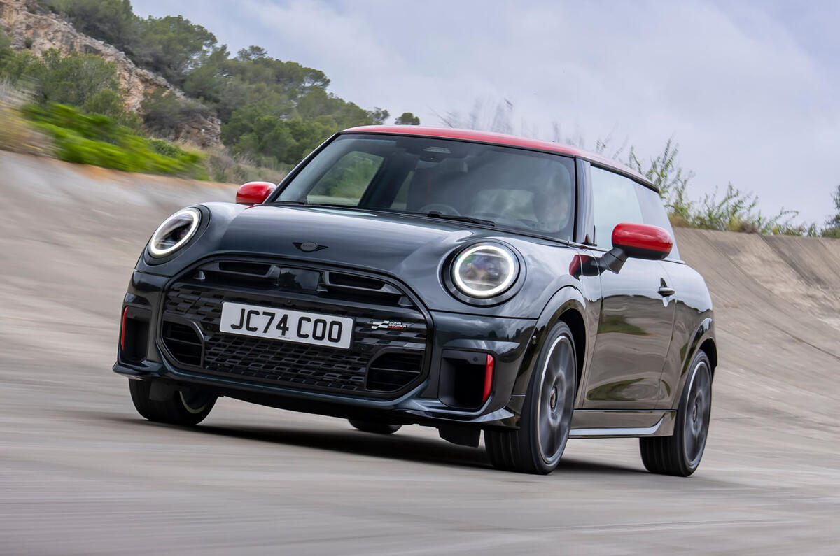 Petrol Mini John Cooper Works front quarter trackign