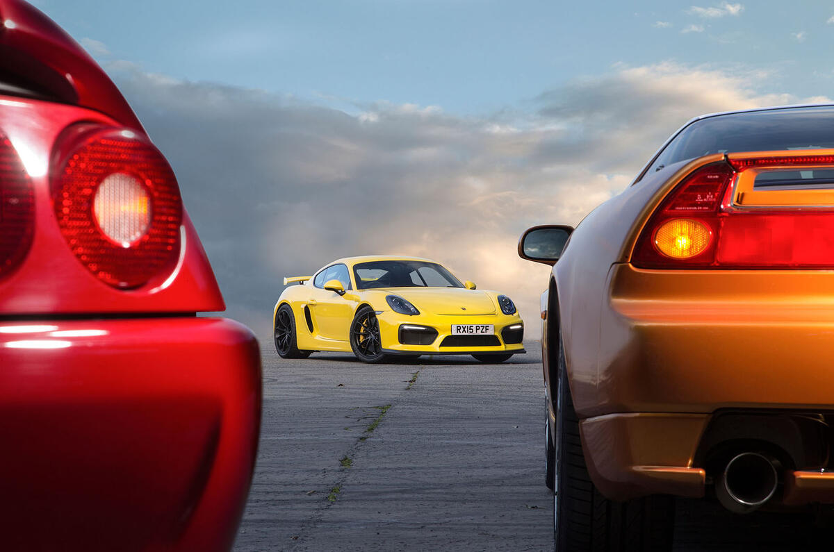 Ferrari F355, Honda NSX and Porsche Cayman GT4