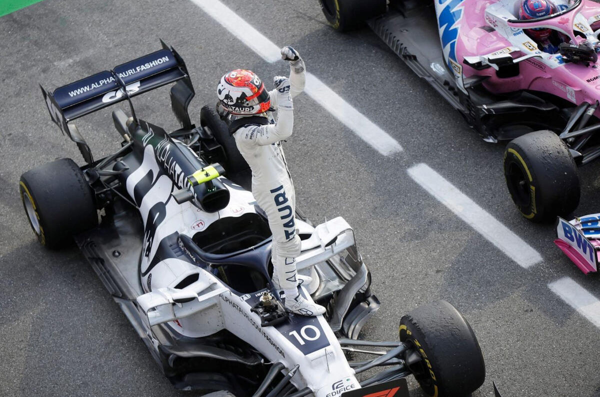 Pierre Gasly celebrating