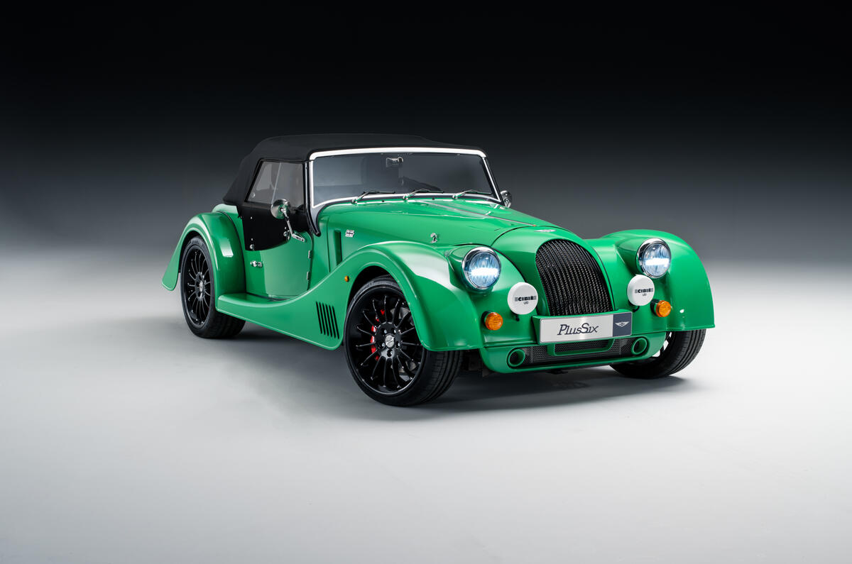 Plus Six front three quarters roof up Plus Six front three quarters roof up