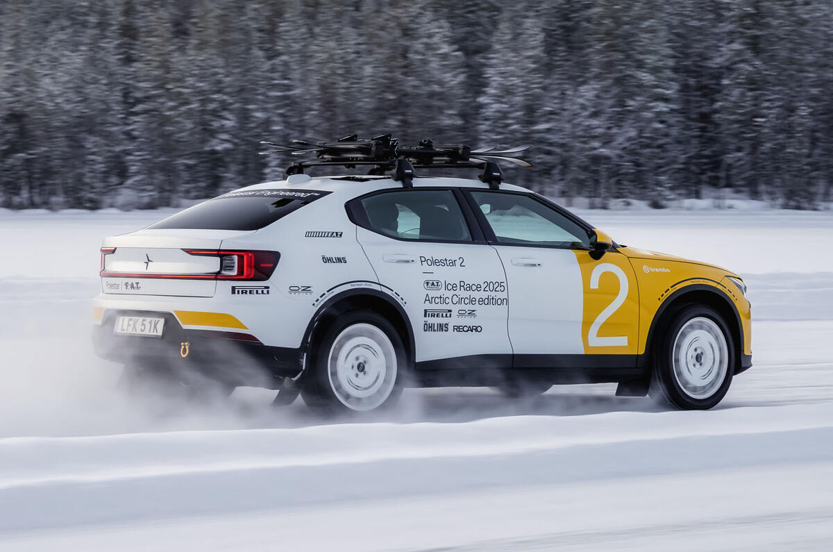 Polestar 2 Arctic Circle rear quarter tracking Polestar 2 Arctic Circle rear quarter tracking