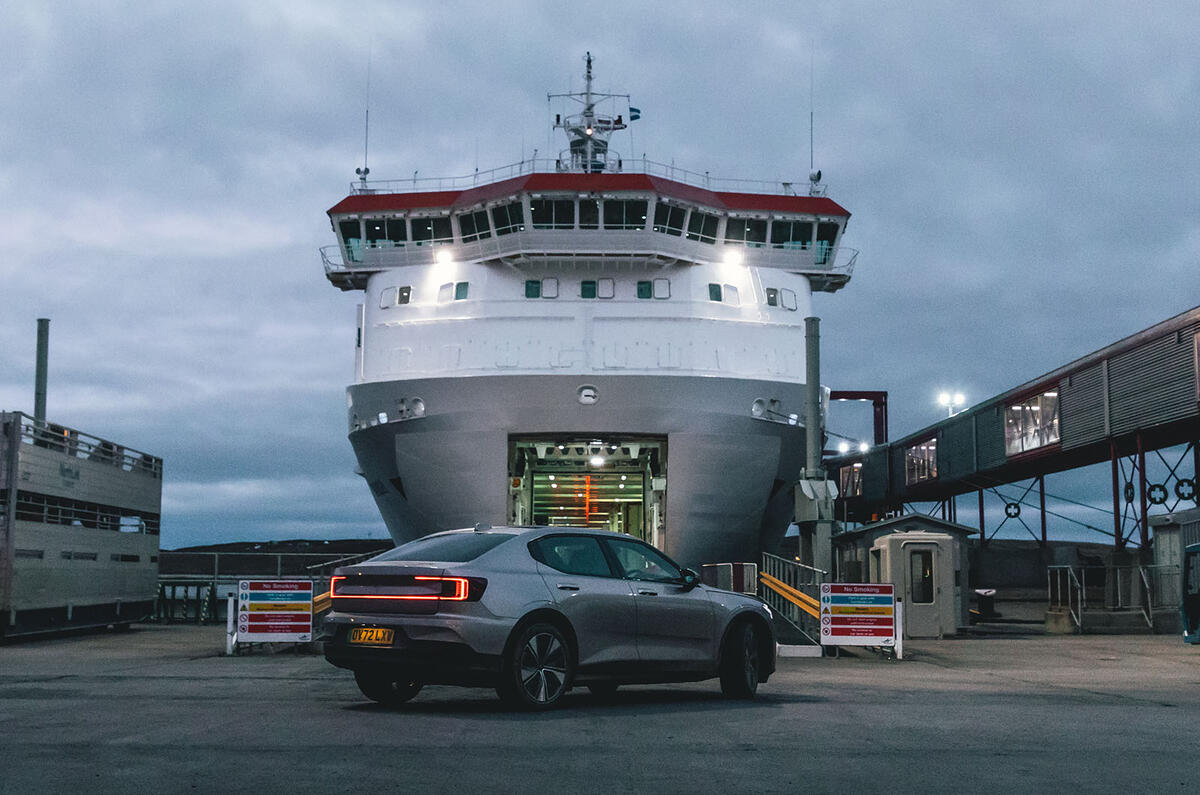 Polestar 2 rear three quarter ferry boarding